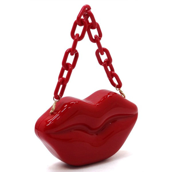 Kiss My A$$ Acrylic Hard Case Lips Clutch Crossbody Bag