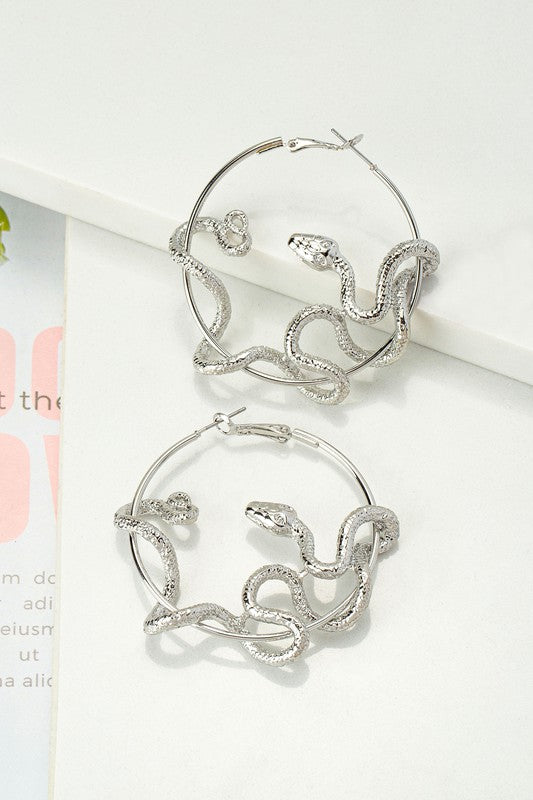 Show stopper Snake hoop earrings