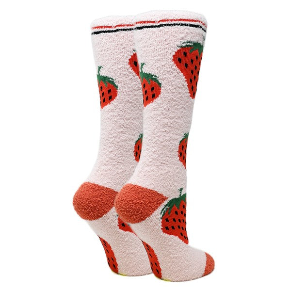 Women Girls Pink White Color Cute Strawberry Sweet Ankle Socks Short Tube  Socks
