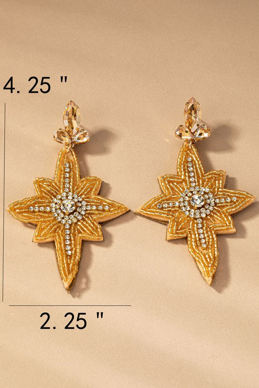 North Star seed bead drop earrings