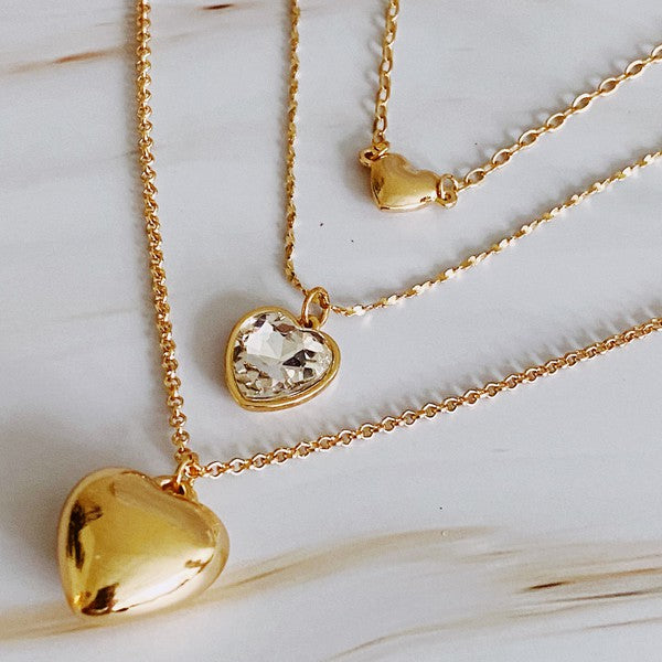 2024 Gold Triple Heart Necklace