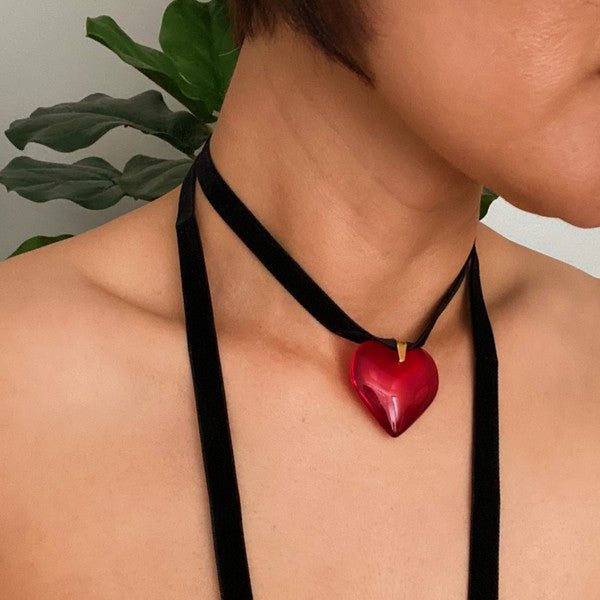 Liquid Love Red Heart Wrap Necklace