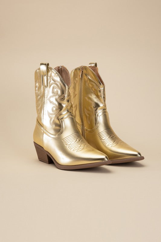 WILLA Metallic Western Booties