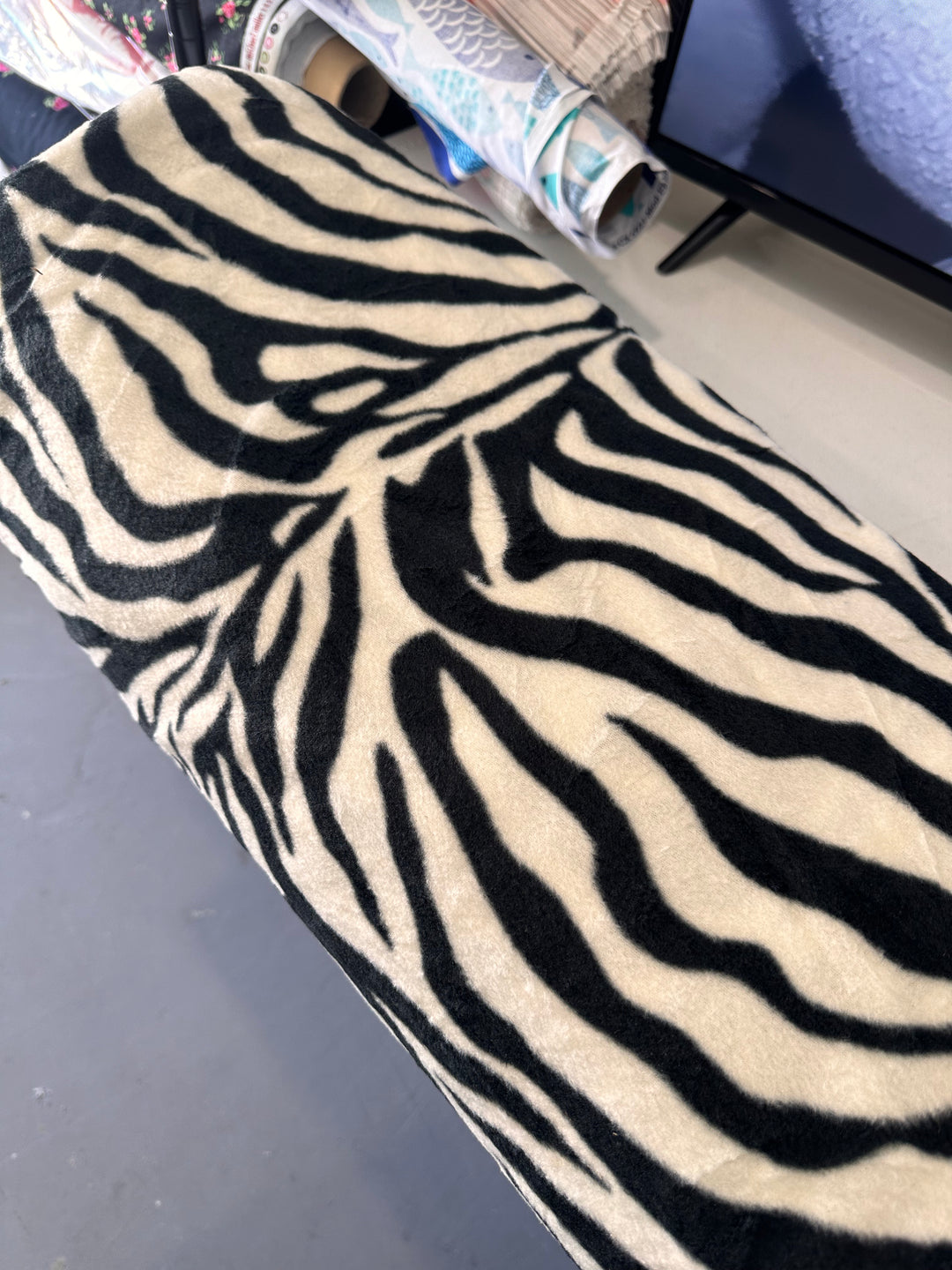 Zebra Print Fleece Fabric by the yard