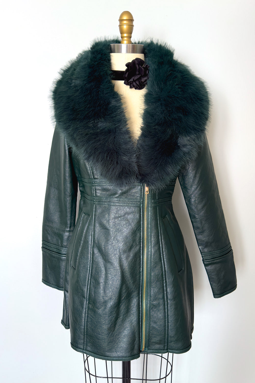 Dark Green Green Fake Fur Coat The Marlene Faux Fur Jacket Dark Green