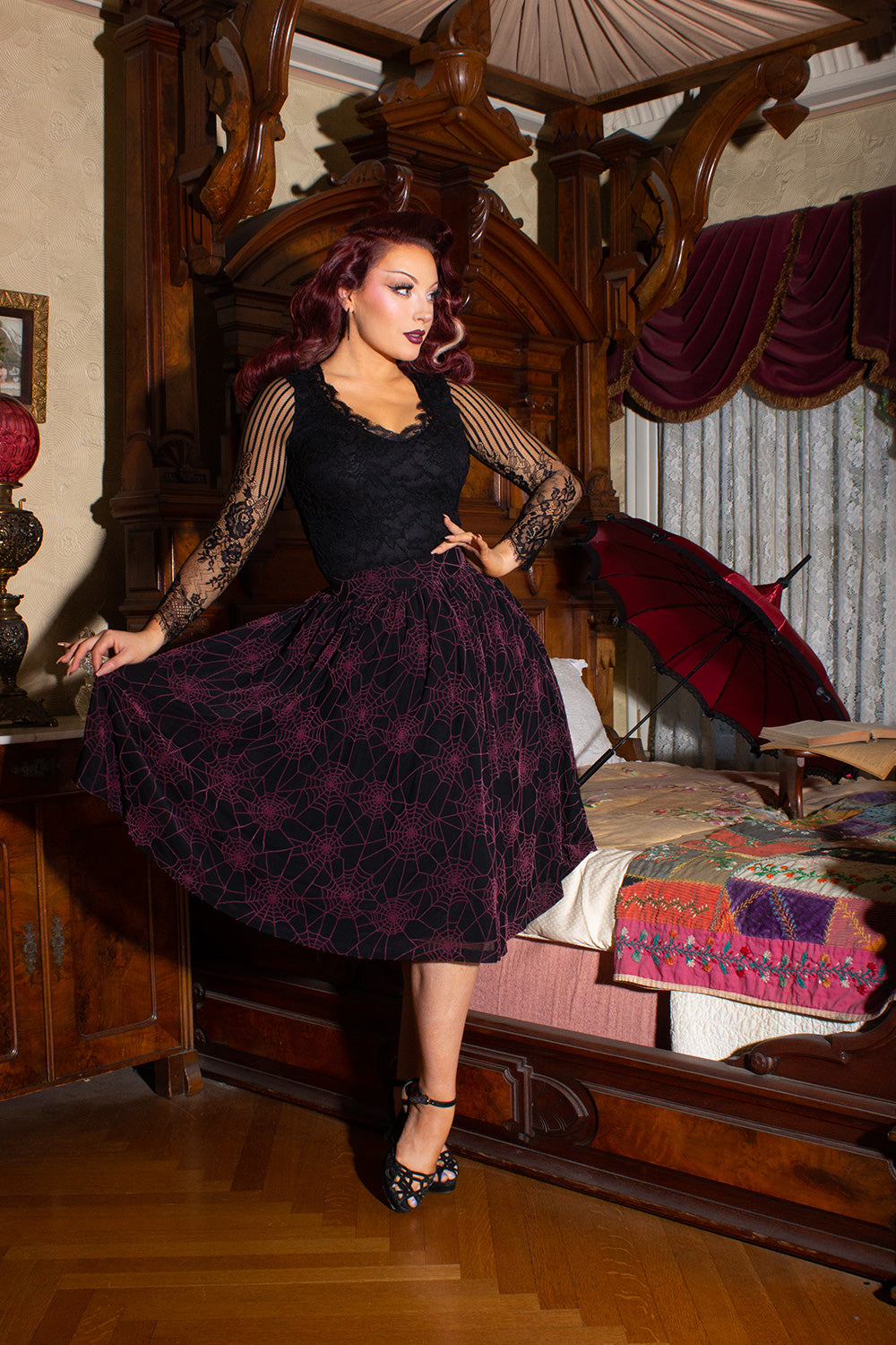 Winchester Mystery House® X TOBS Spiderwebs in the Attic Gathered Skirt