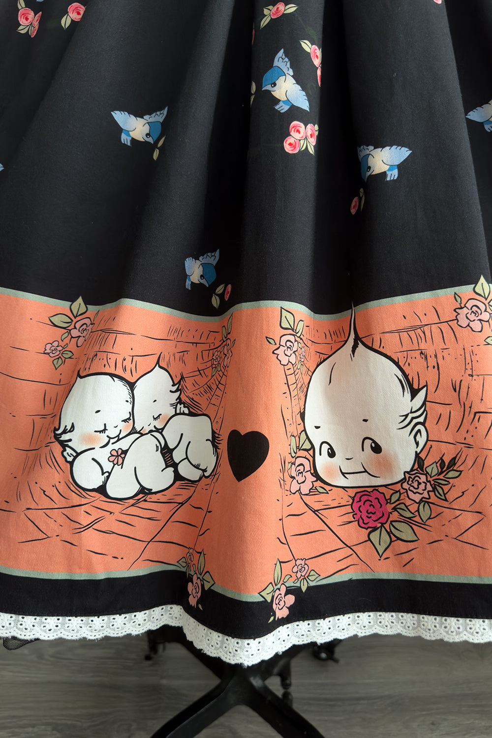 Kewpie® Spiderweb Love Novelty Print Gathered Skirt