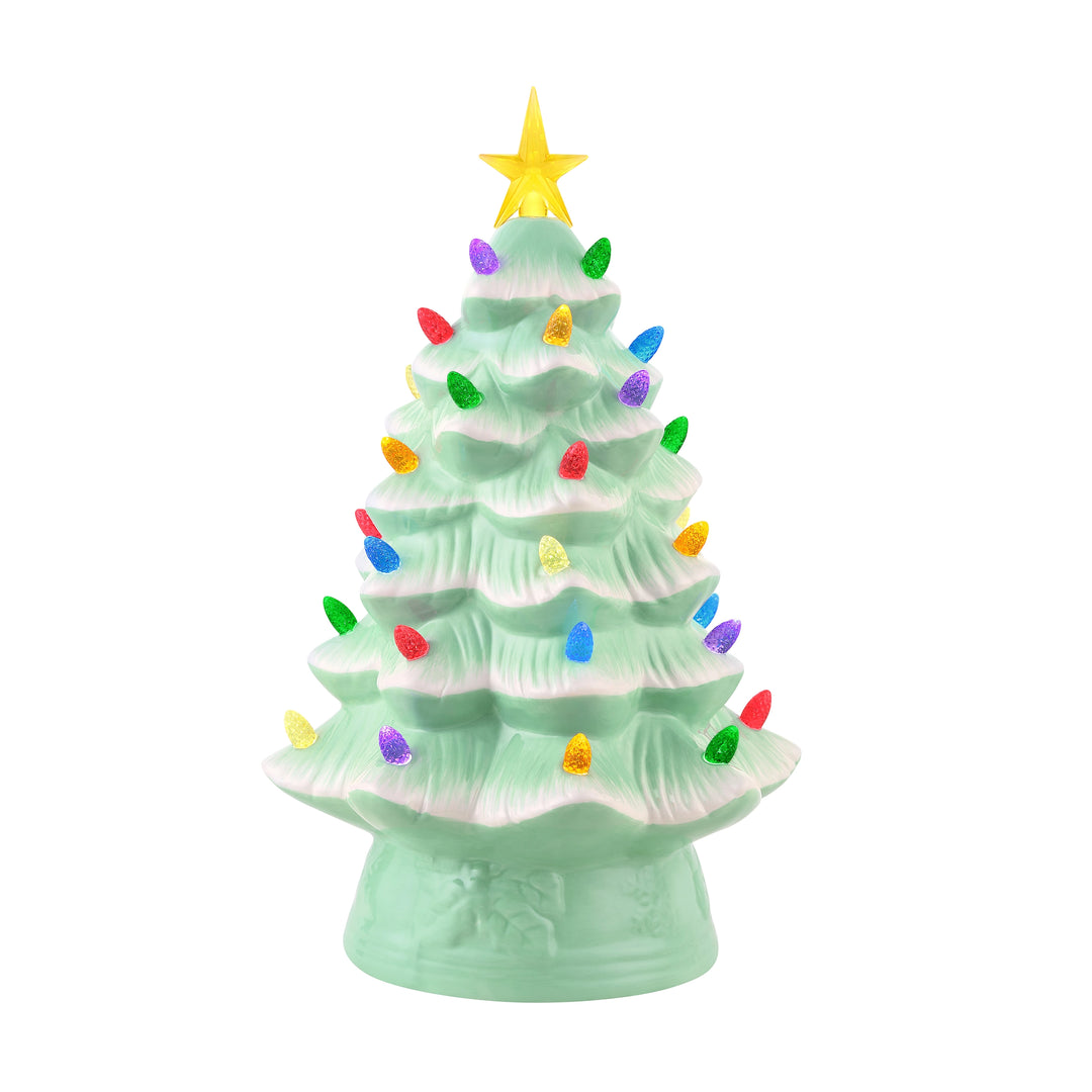 Seafoam Green Light Up Ceramic Christmas Tree