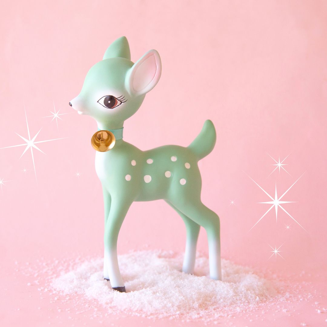 Holiday Retro Deer Figurine - Mint