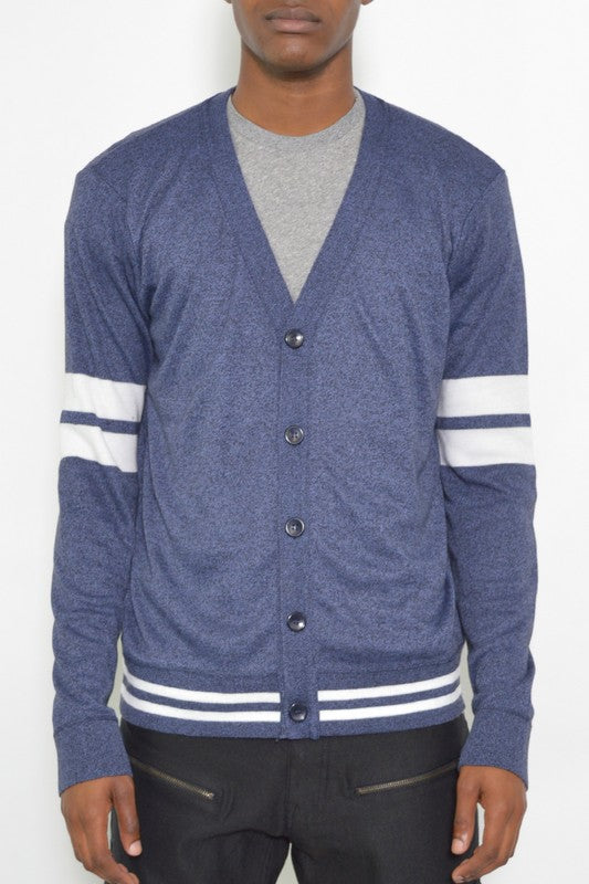 VINTAGE INSPIRED Mens Two Stripe Button Cardigan