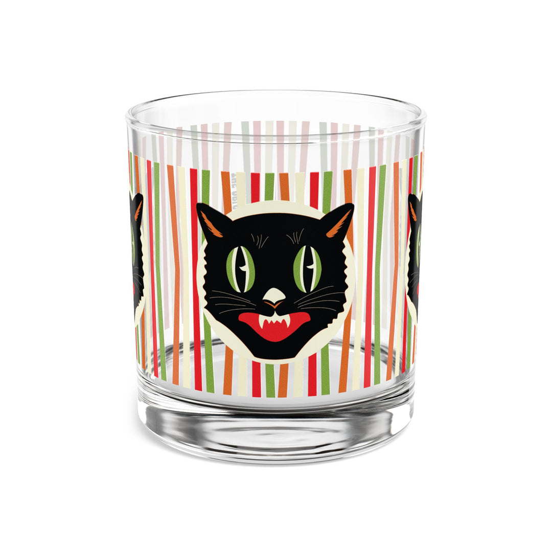 Haunted Holiday Halloween Cat Rocks Glass, 10oz