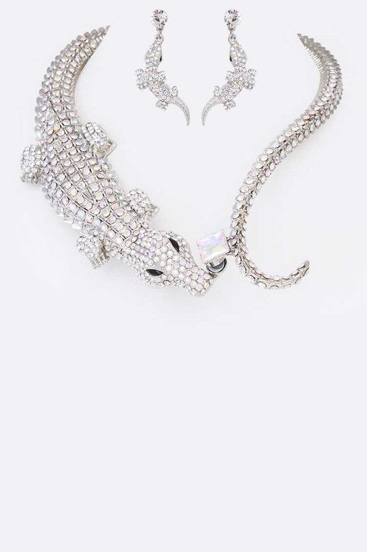 Crystal Crocodile Iconic Necklace Set