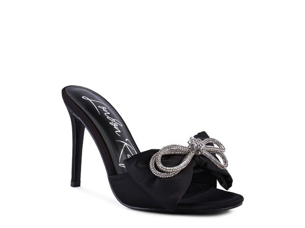 Cinderella Crystal Bow Satin High Heeled Sandals