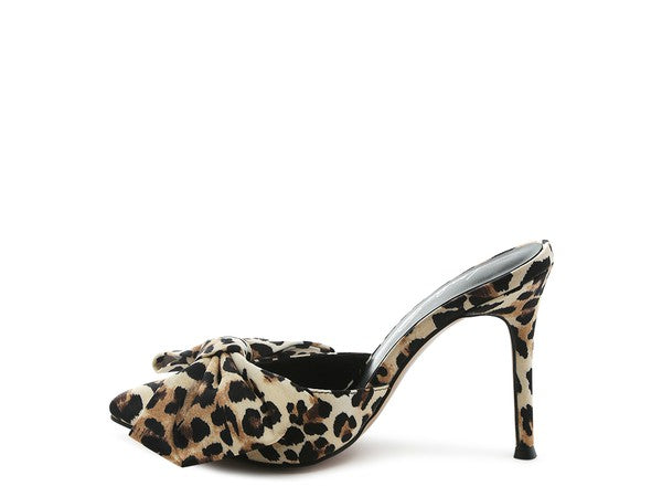 Leopard print high hot sale heel mules