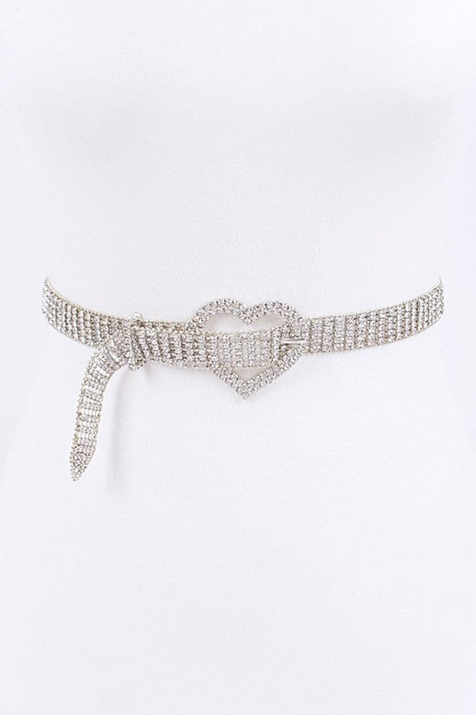 Heart Buckle Rhinestone Belt