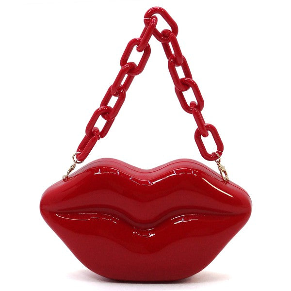 Kiss My A$$ Acrylic Hard Case Lips Clutch Crossbody Bag