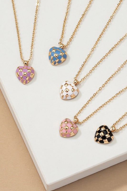Check Mate heart pendant necklace