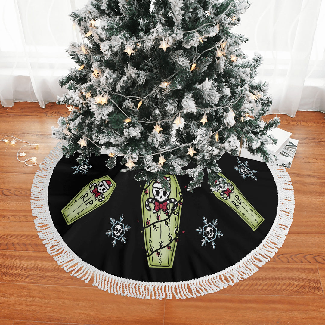 RIP Holidays Coffin Print Tree Skirt