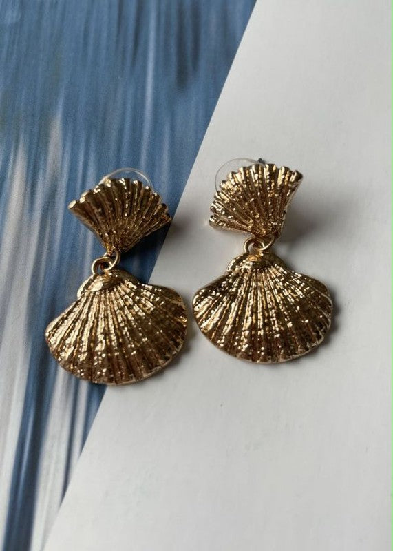 Golden Alloy Pearl Shell Earrings at Rs 50/piece in Noida | ID: 25585533430