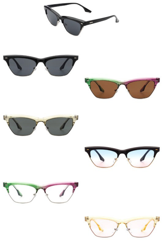 Retro Half Frame Square Fashion Cat Eye Sunglasses