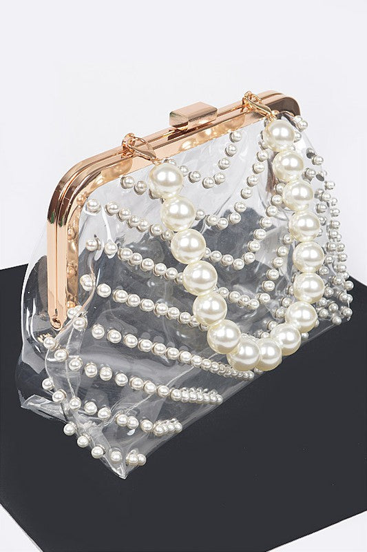 Cinderella Pearl Clear Evening Bag