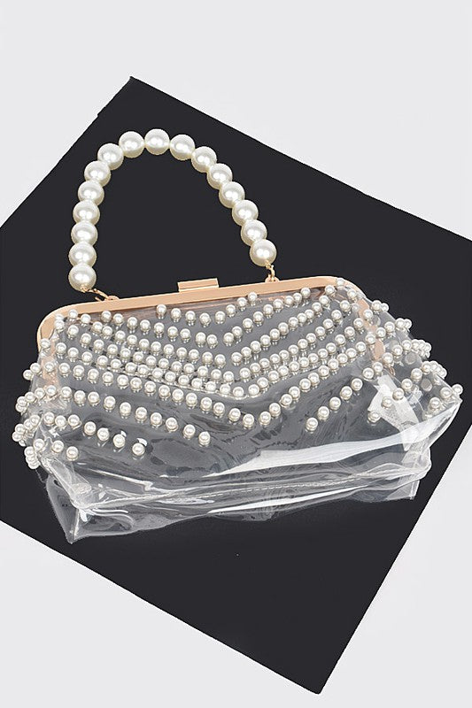 Cinderella Pearl Clear Evening Bag