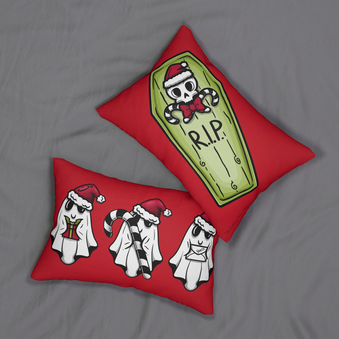 Ghosts of Holidays Past & RIP Holiday Coffin Throw Pillow
