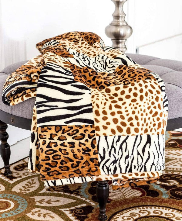 Jungle Safari print Fleece Cozy Blanket
