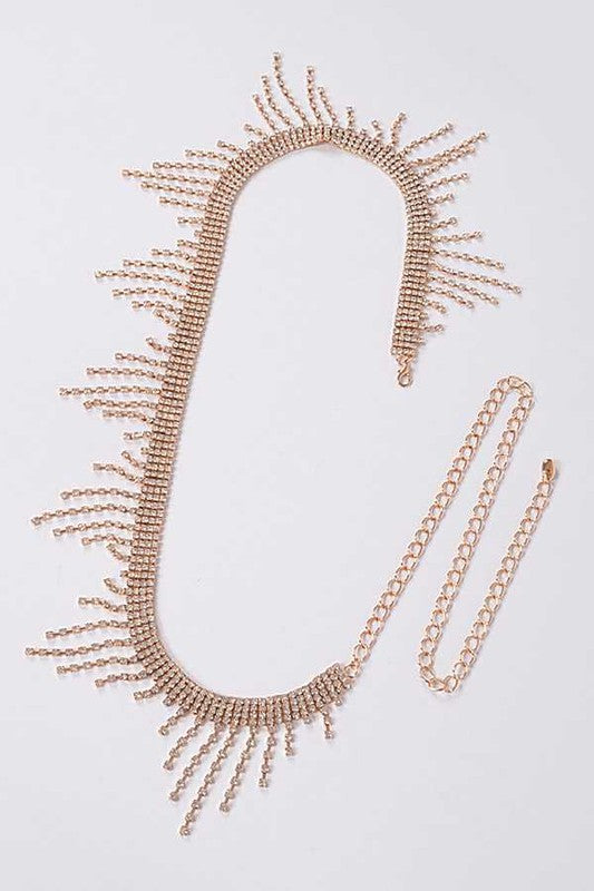 Rhinestone Fringe Chain Belt