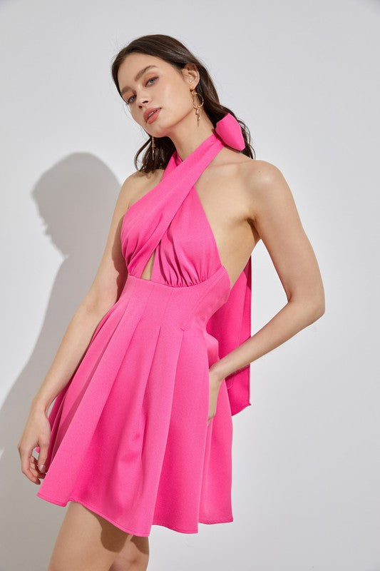 Pretty in Pink Bow Flare Dress