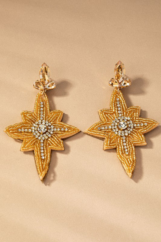 North Star seed bead drop earrings