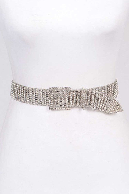 Statement Rhinestone Buckle Chain Belt