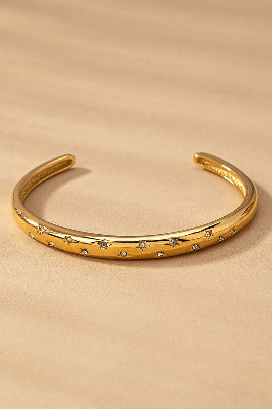 Engraved Cuff Bracelet W/ Star