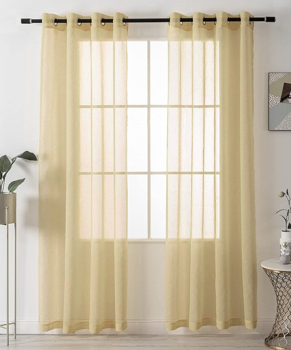 Gold Sheer Window Grommet Curtain Set