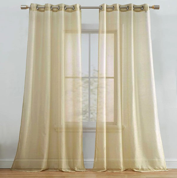 Gold Sheer Window Grommet Curtain Set