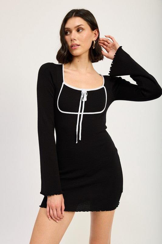 BABY TAKE ME OUT BELL SLEEVE MINI DRESS