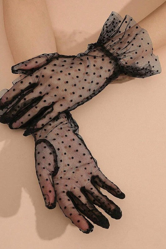 Polkadot Ruffle Lace Gloves