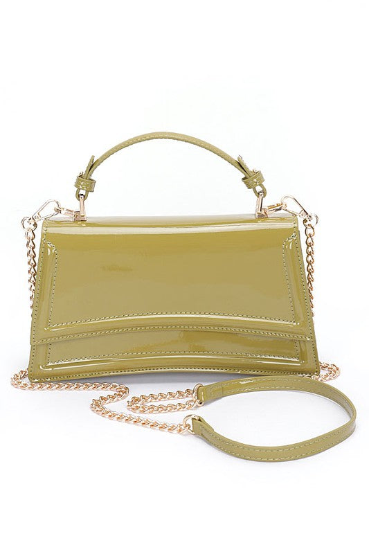 The Jackie Patent Faux Leather Top Handle Crossbody Bag