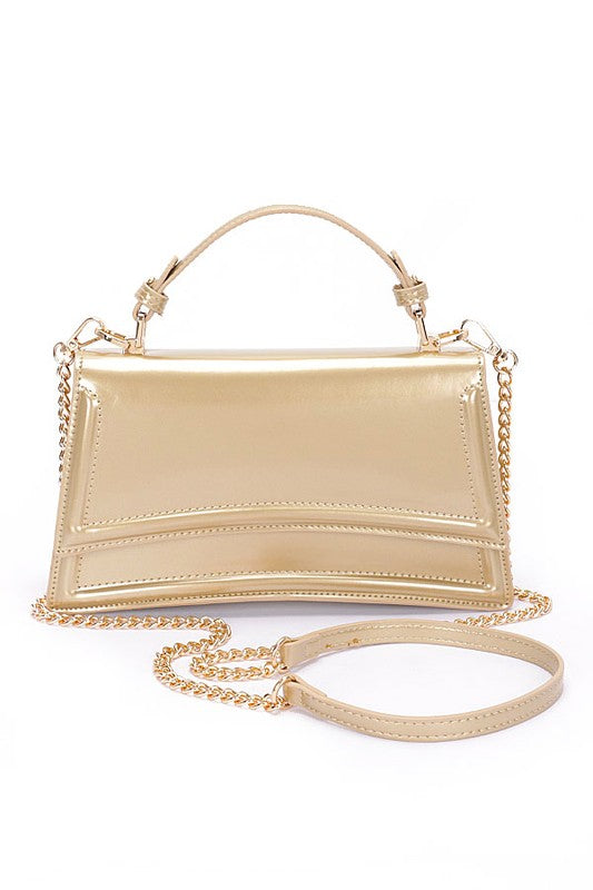 The Jackie Patent Faux Leather Top Handle Crossbody Bag