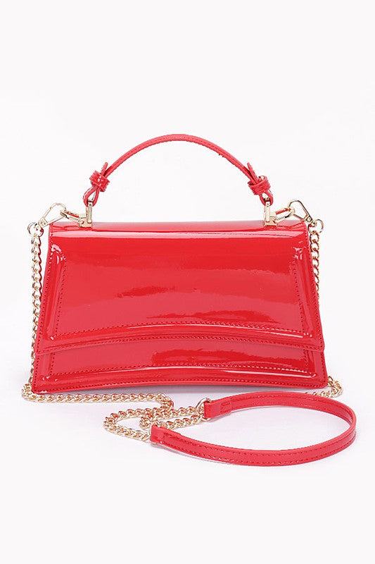 The Jackie Patent Faux Leather Top Handle Crossbody Bag