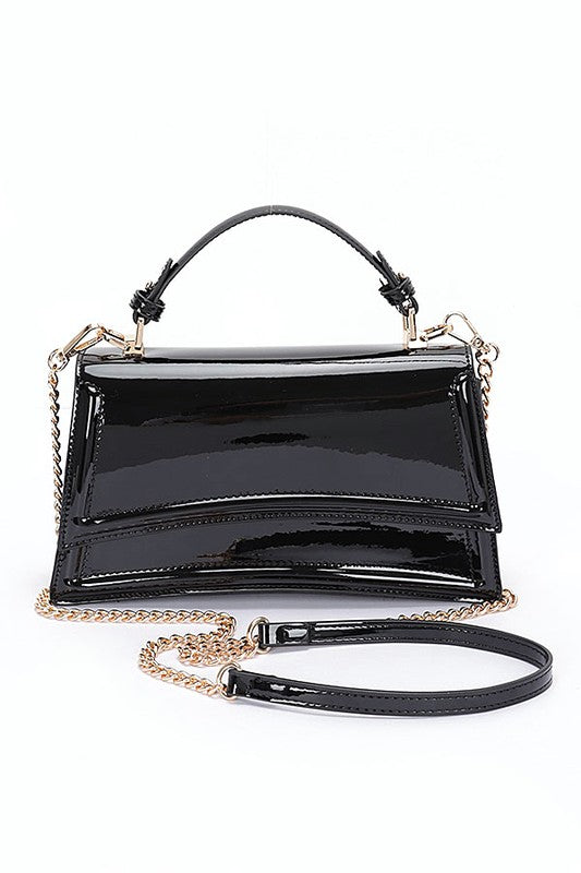 The Jackie Patent Faux Leather Top Handle Crossbody Bag