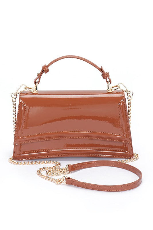 The Jackie Patent Faux Leather Top Handle Crossbody Bag