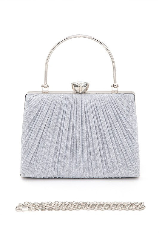 Diamond's are a girl's best friend Clasp Top Handle Pleated Box Clutch