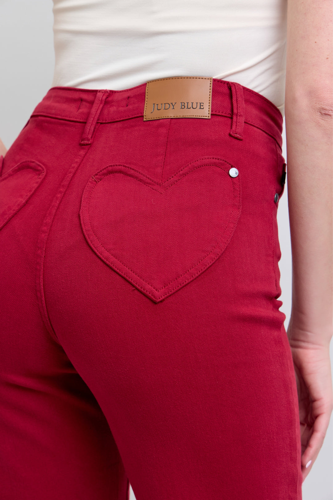 Sweetheart Pocket Red Straight Leg Jeans