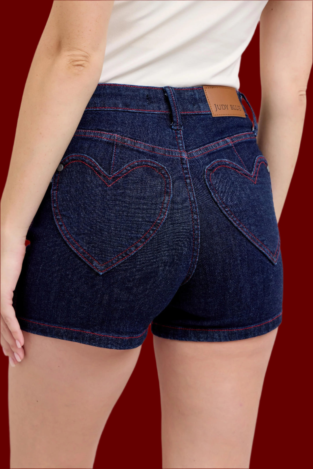 Heartbreaker Denim Shorts with Heart Pockets by Judy Blue
