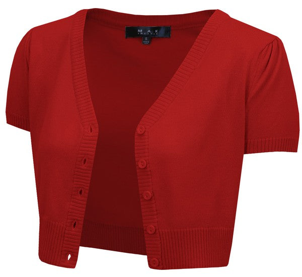 Cropped Bolero Knit Sweater Cardigan Short Sleeve