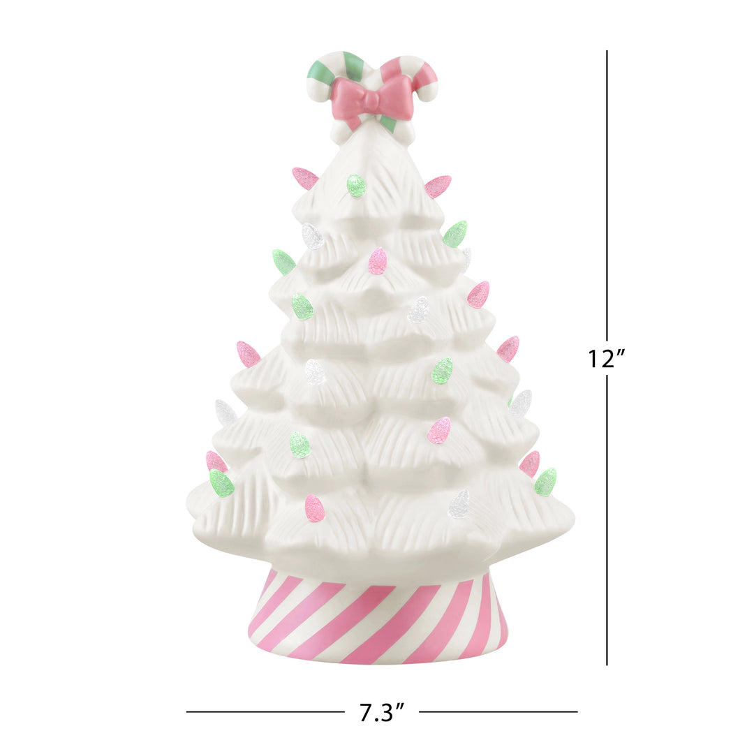 Candyland Inspired Light Up Candy Cane Ceramic Christmas Tree