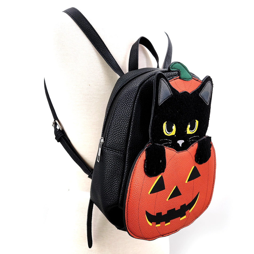 Halloween Cat and Pumpkin Backpack