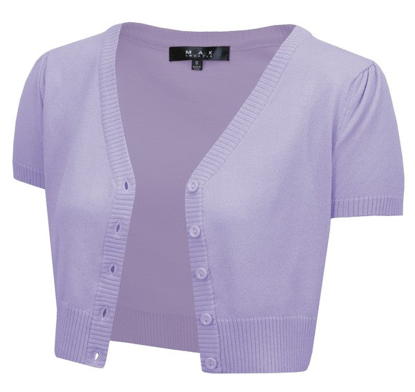 Cropped Bolero Knit Sweater Cardigan Short Sleeve