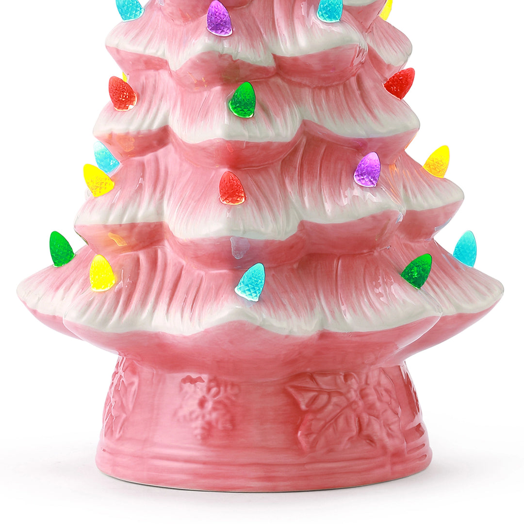 Pink Light Up Ceramic Christmas Tree